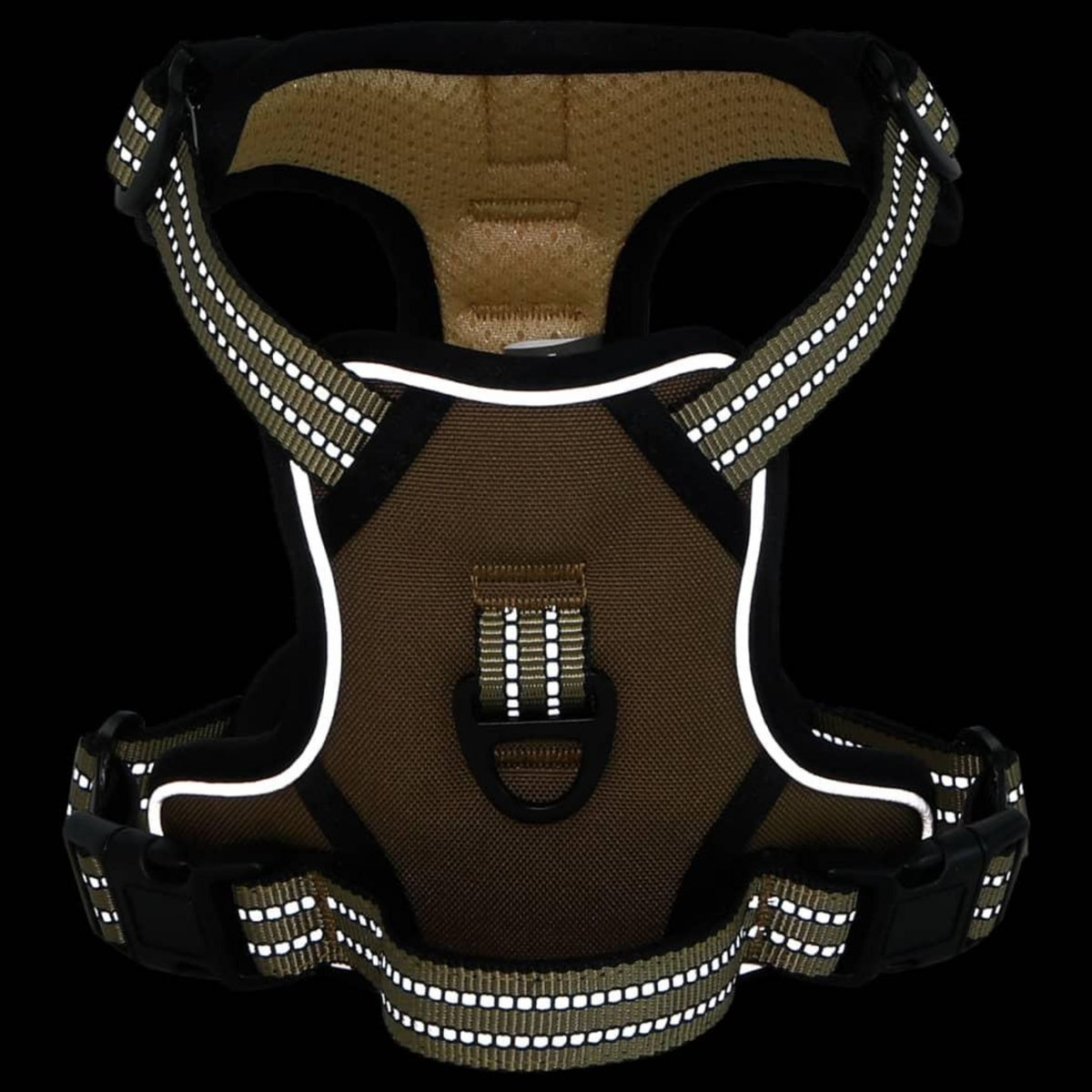 VIDAXL Harnais pour chien avec laisse et collier reglables marron M