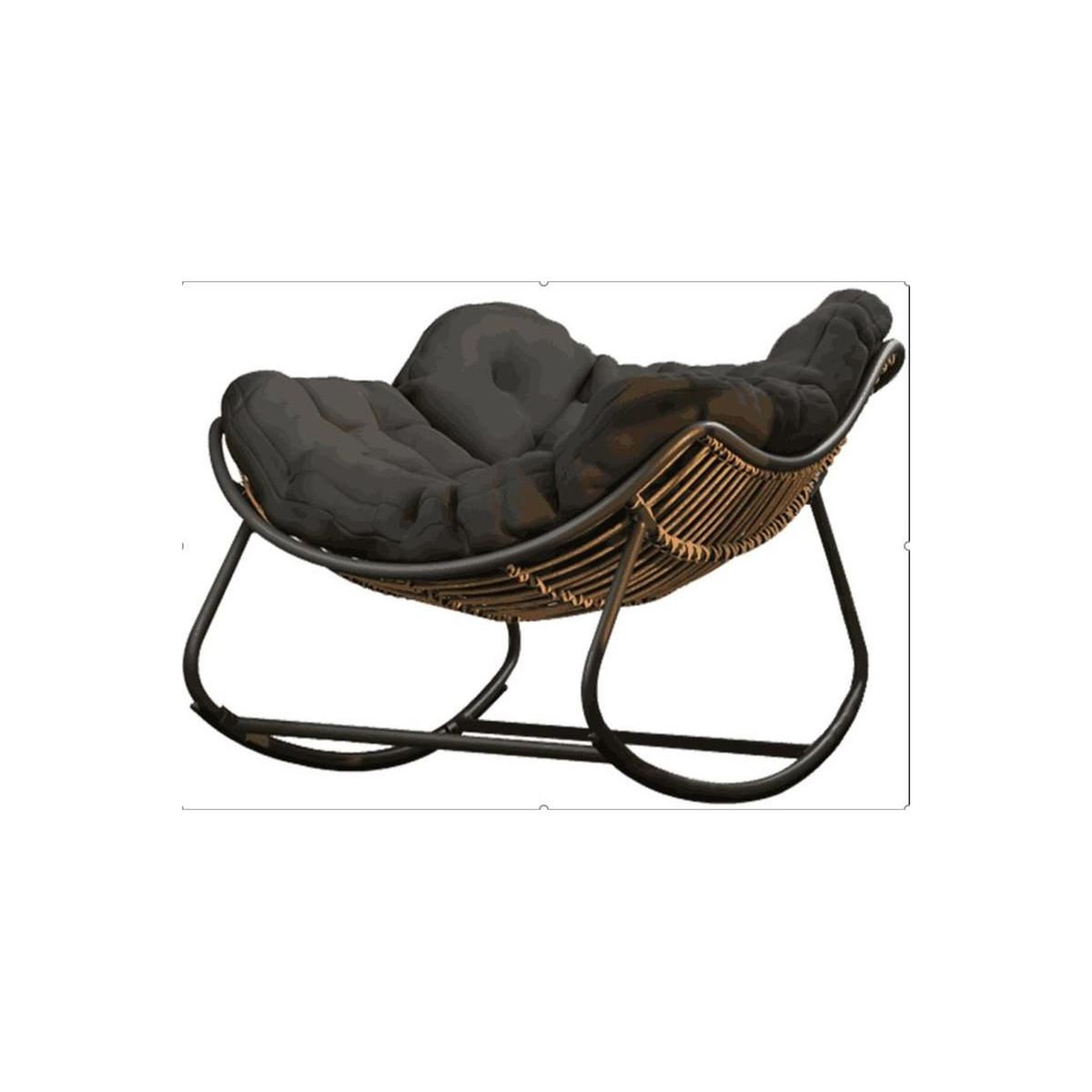 Voir la diapositive 5 : The Home Deco Factory Fauteuil à Bascule & Coussin  Tulum  114cm Noir