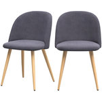MAISON PAVANE Lot de 2 chaises en tissu gris foncé et pieds en métal-Cozy