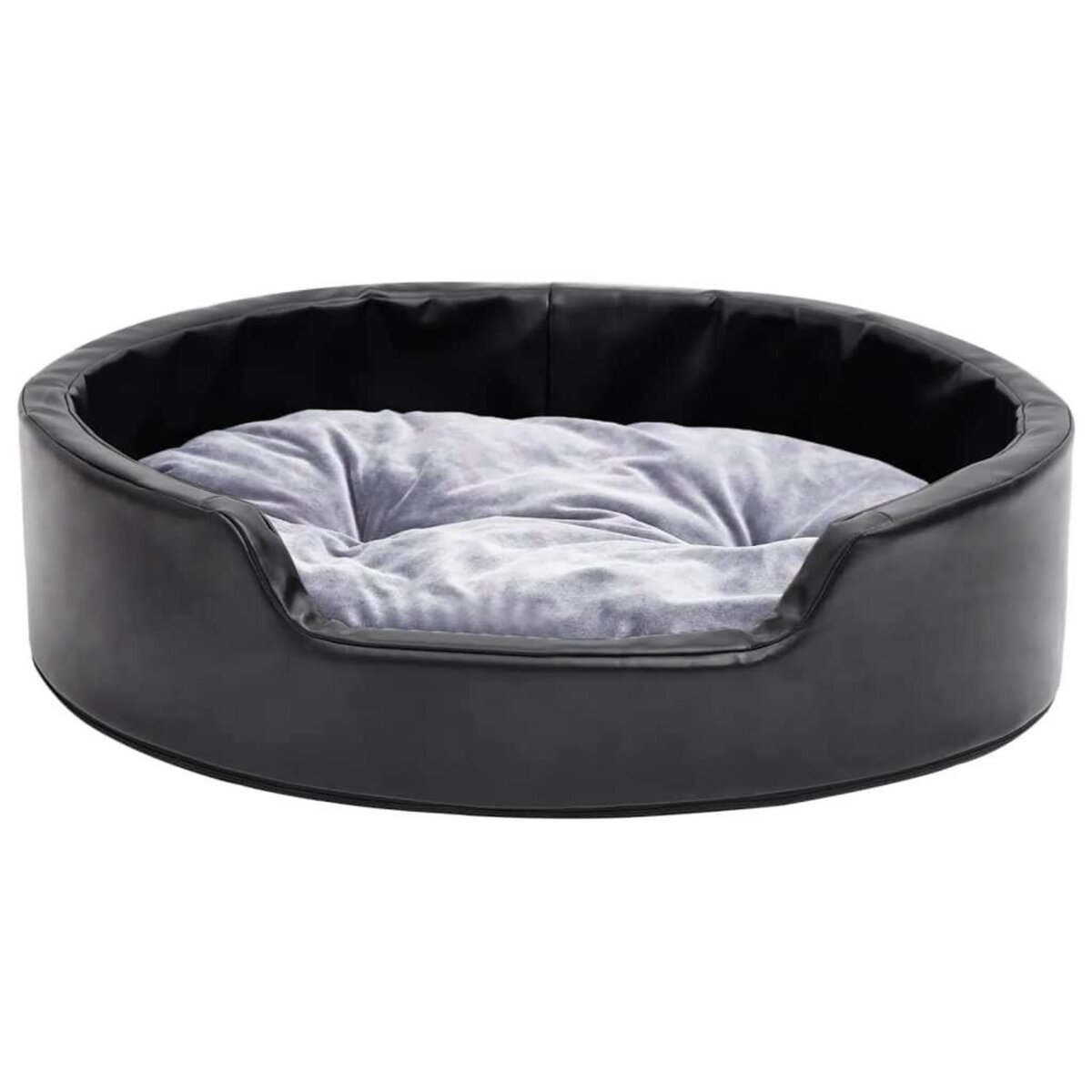 VIDAXL Lit pour chiens Noir et gris 69x59x19 cm Peluche et similicuir