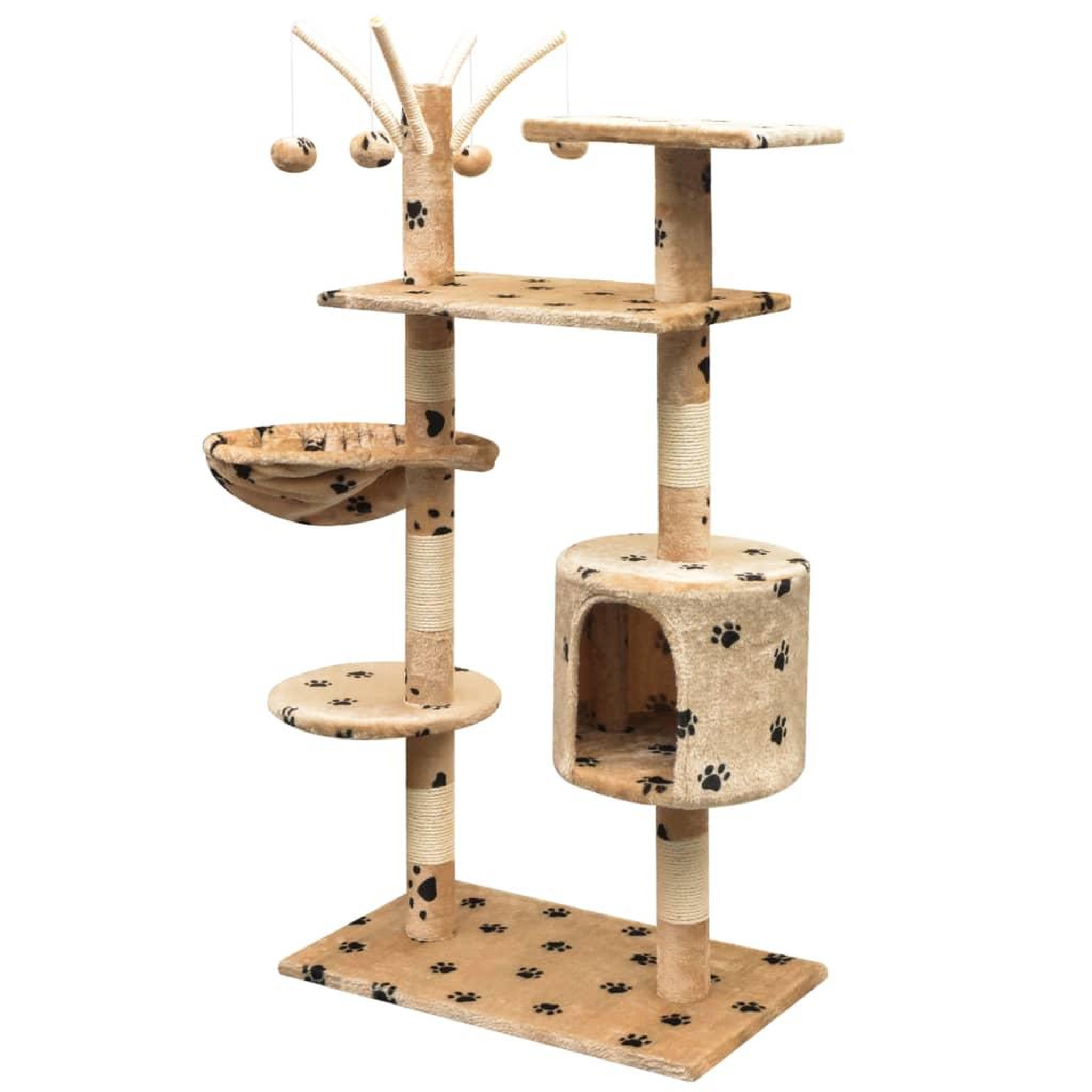 Voir la diapositive 2 : VIDAXL Arbre a chat et griffoir Sisal 125 cm Empreintes de pattes Beige
