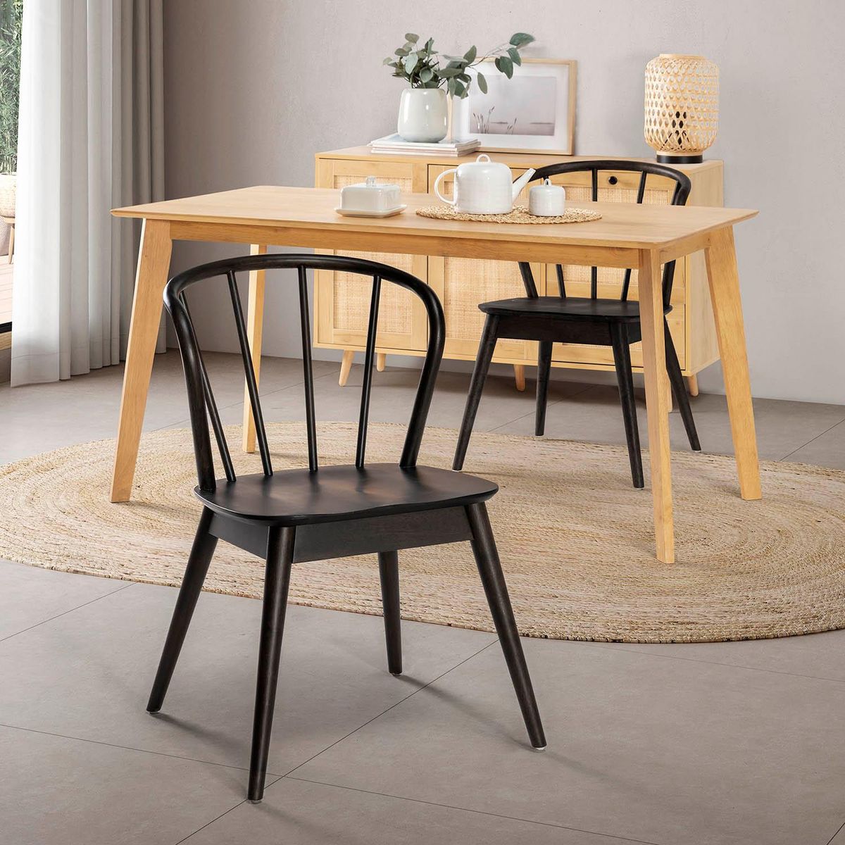 VS VENTA-STOCK Pack 2 chaises Brisa en bois coleur noir