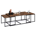 ID MARKET Lot de 3 tables basses gigognes DAYTON 113 cm effet vieilli design industriel
