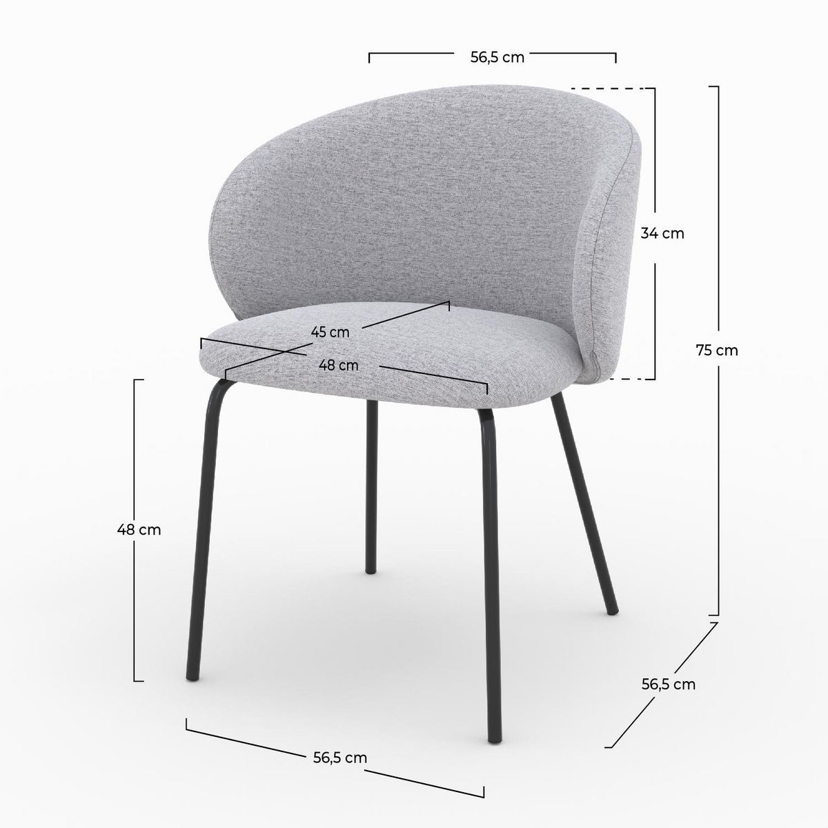 Rendez vous déco Lot de 2 chaises en tissu beige et pieds en métal noir - Victoria