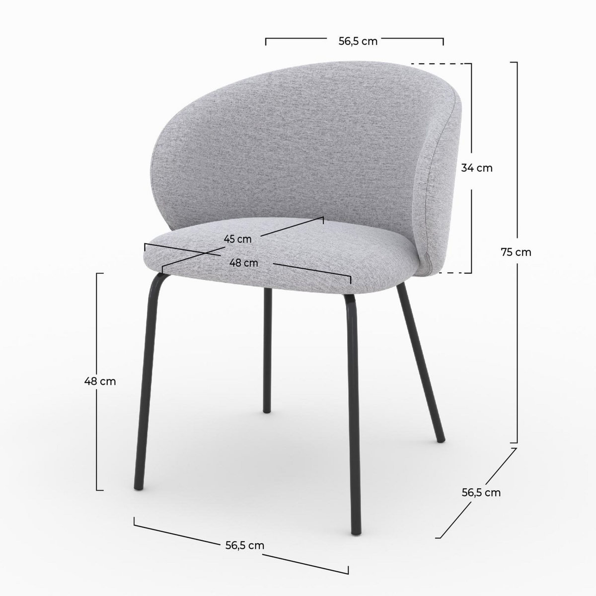 Rendez vous déco Lot de 2 chaises en tissu beige et pieds en métal noir - Victoria