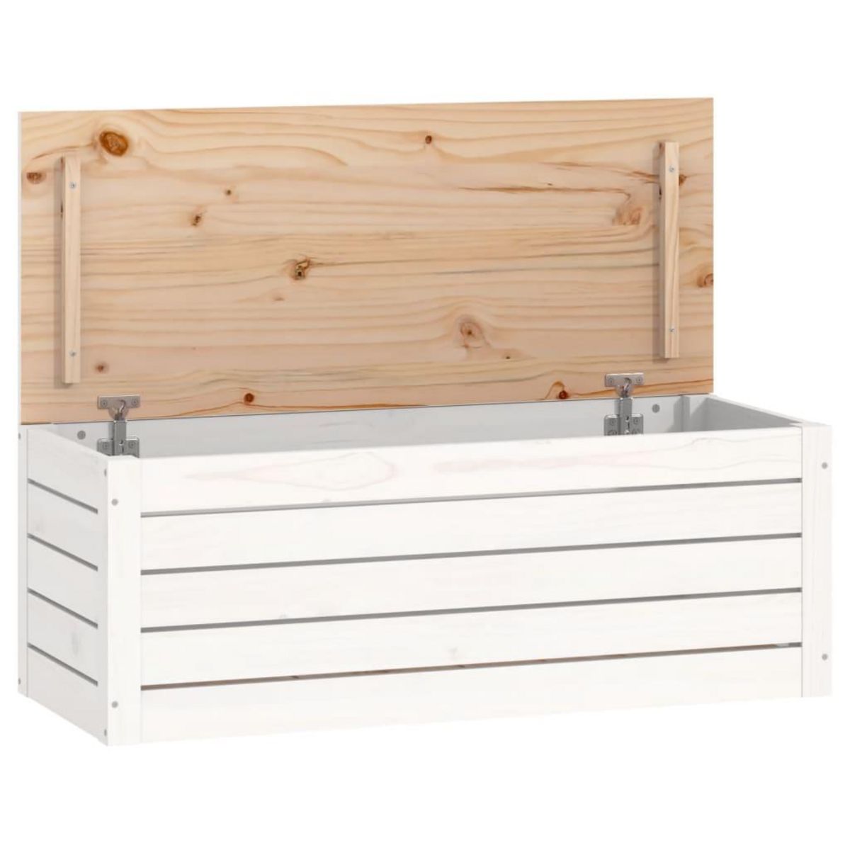 VIDAXL Boîte de rangement Blanc 89x36,5x33 cm Bois massif de pin
