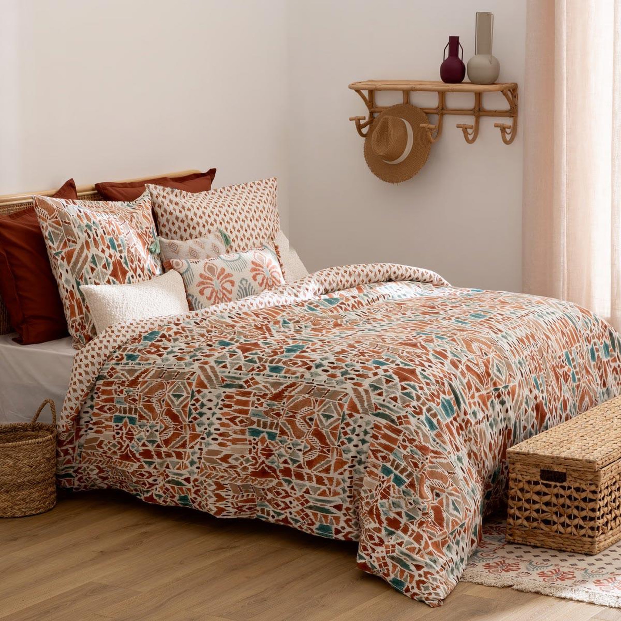 ATMOSPHERA Parure de lit 3 pièces  ikat  240x220cm multicolore