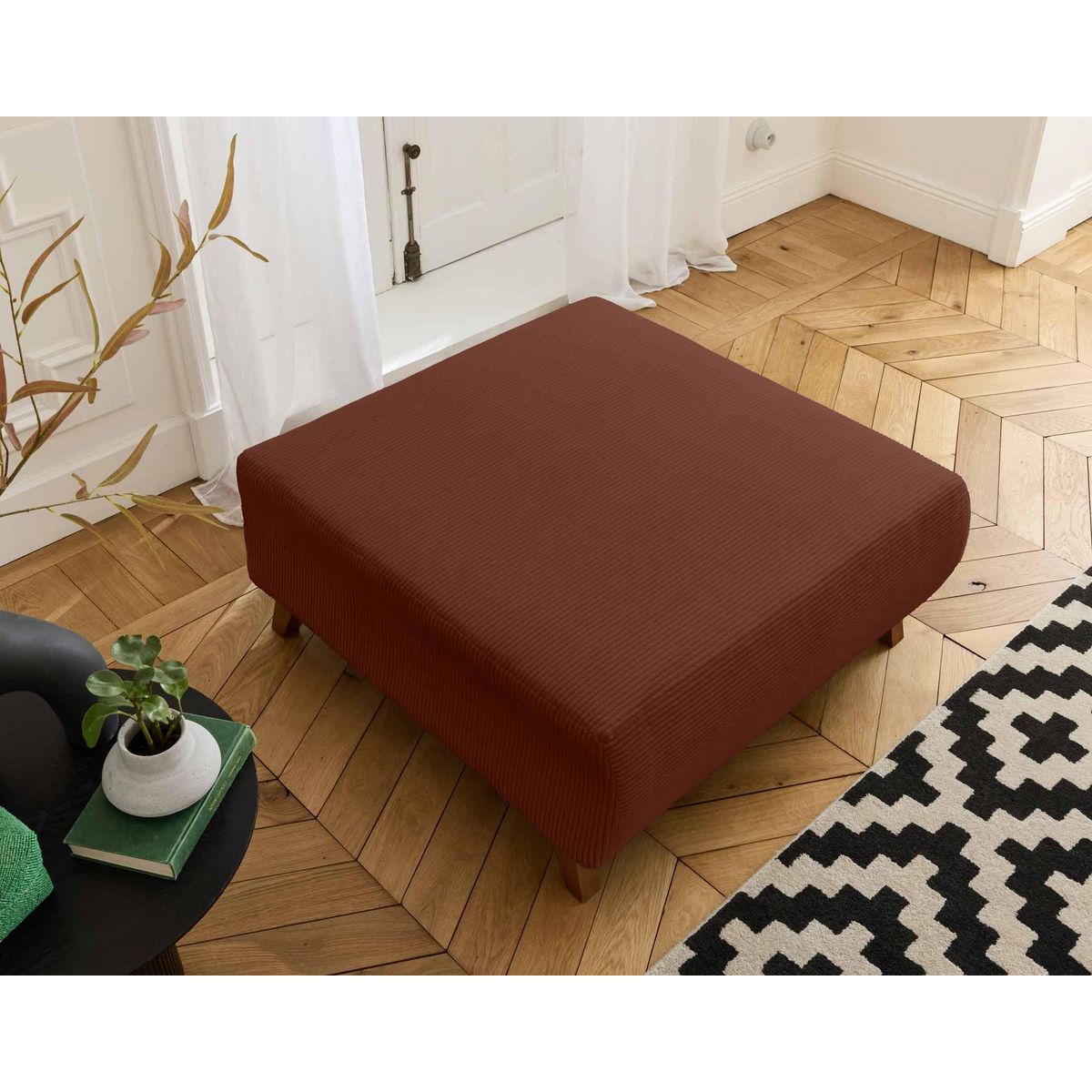 BEST MOBILIER Cristal - pouf modulable - 95 cm - en velours côtelé