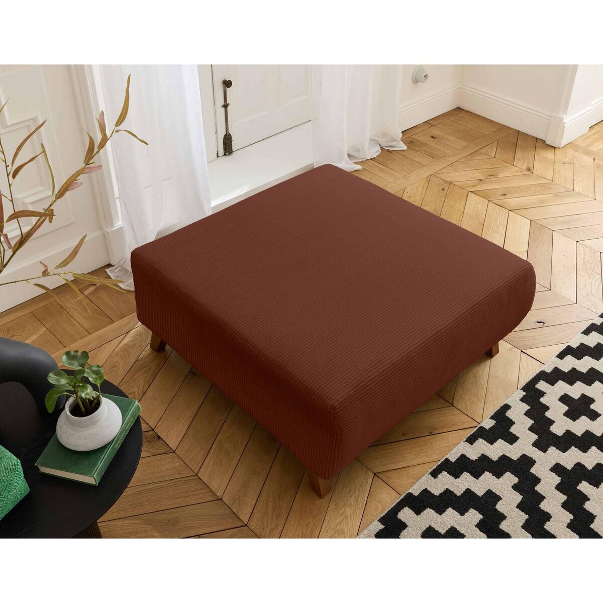 BEST MOBILIER Cristal - pouf modulable - 95 cm - en velours côtelé