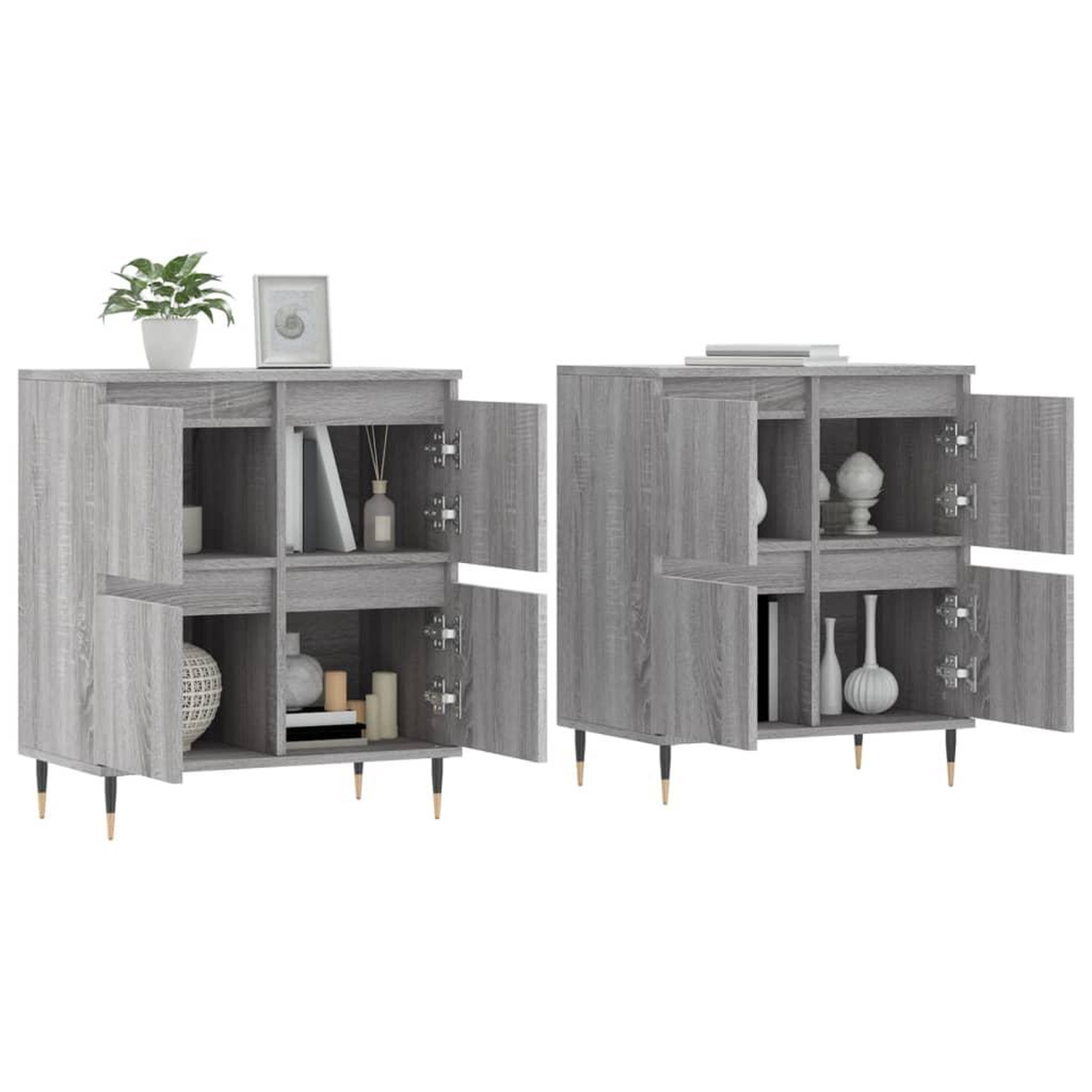 Voir la diapositive 3 : VIDAXL Buffets 2 pcs sonoma gris bois d'ingenierie