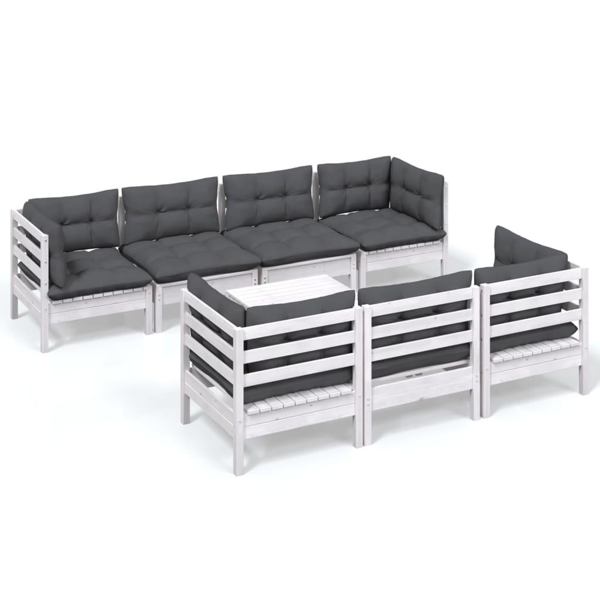 Voir la diapositive 2 : VIDAXL Salon de jardin 8 pcs avec coussins bois de pin massif