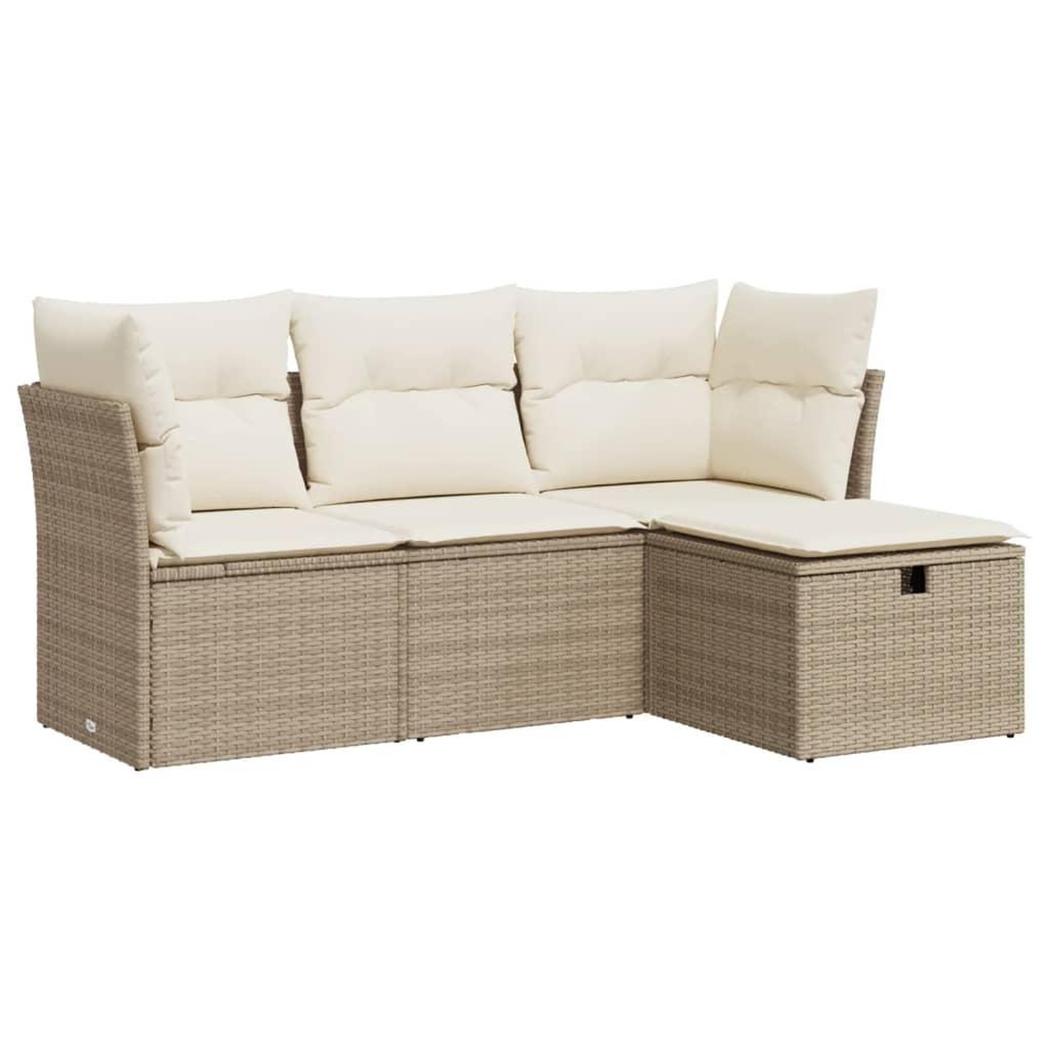Voir la diapositive 2 : VIDAXL Salon de jardin avec coussins 4 pcs beige resine tressee