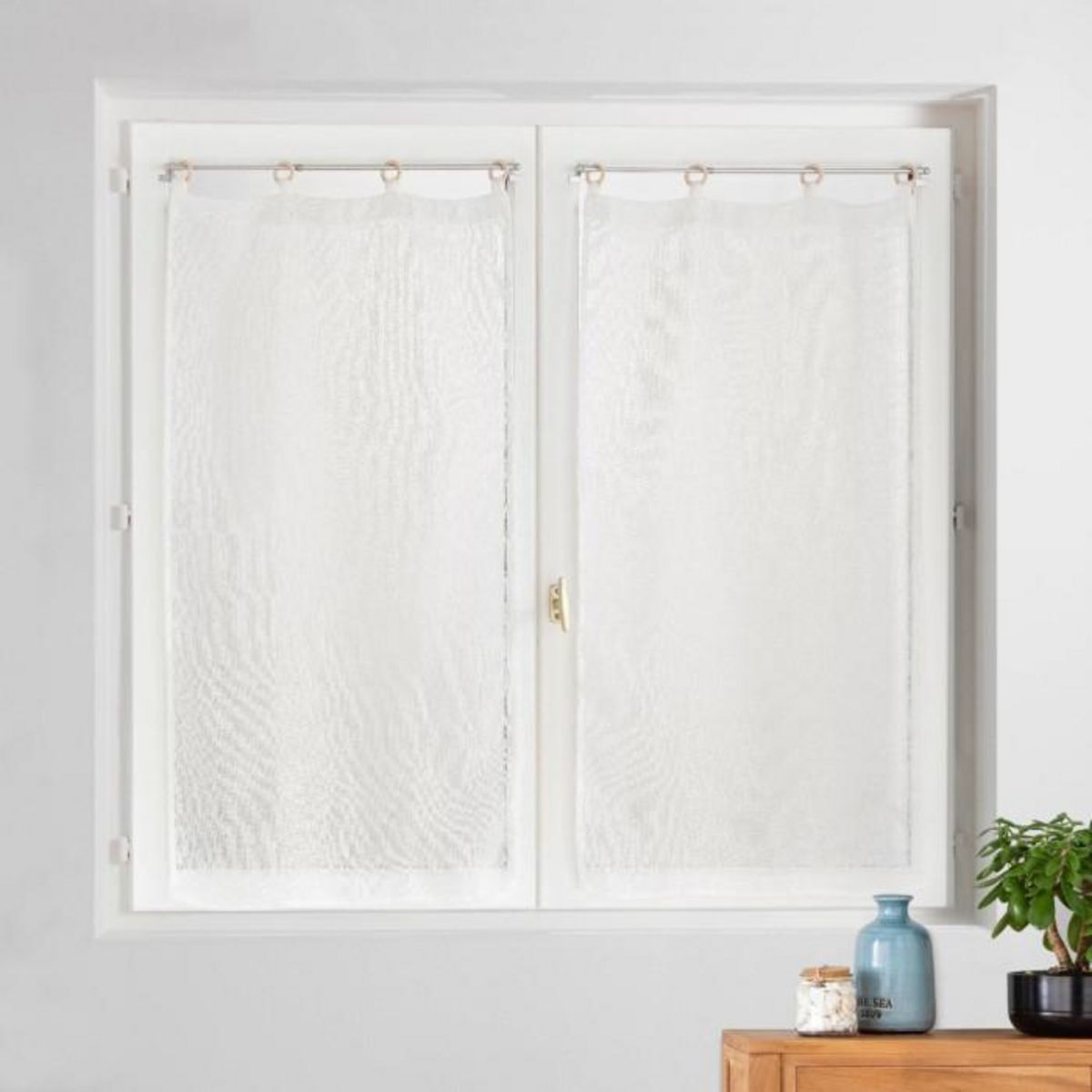 Paris Prix Paire de Voilages à Œillets  Minalisa  60x120cm Blanc