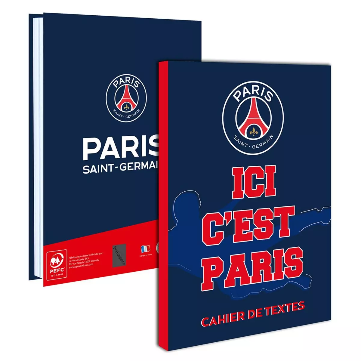PSG Cahier de texte 15.5x21.5 cm souple bleu Paris Saint-Germain 
