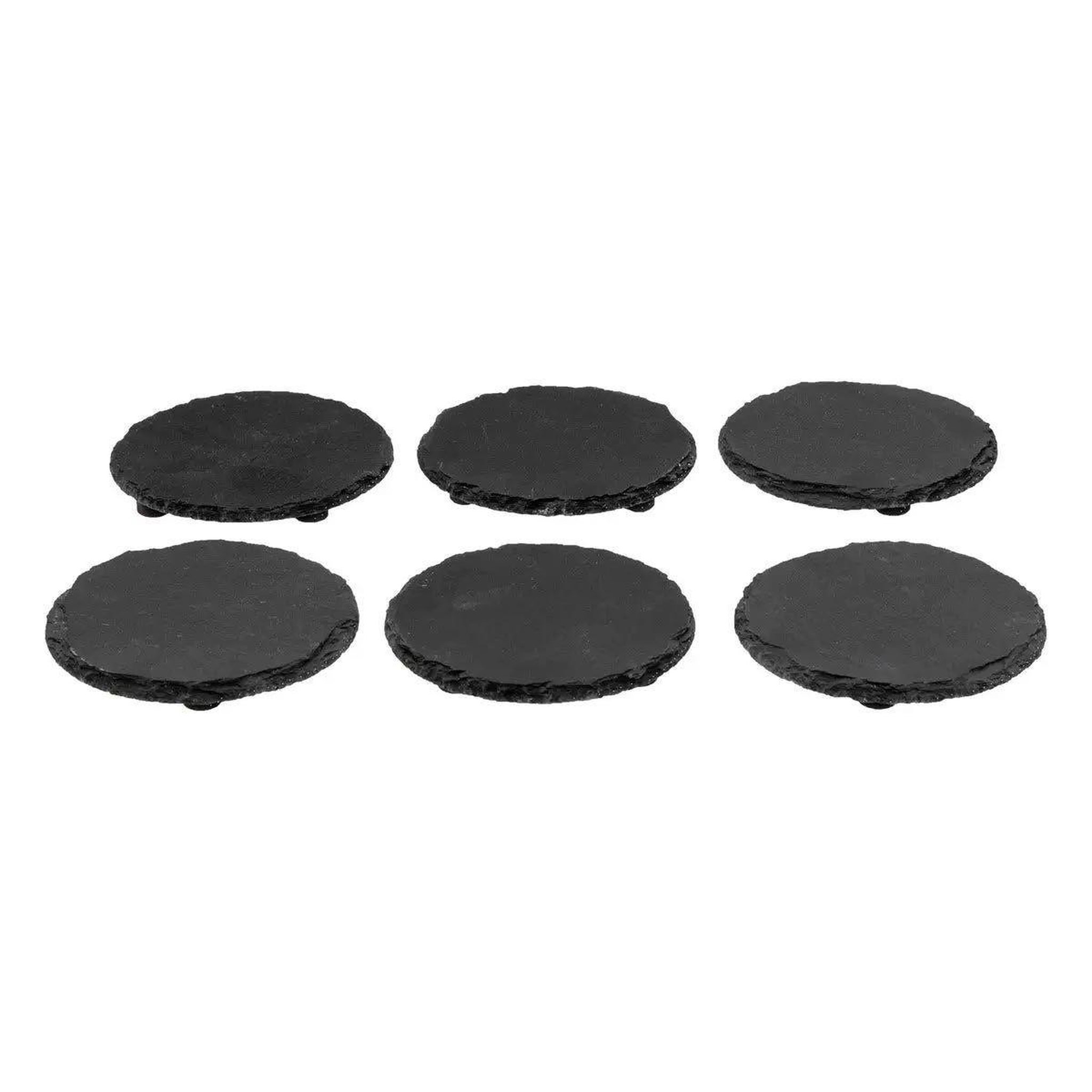 Voir la diapositive 2 : SECRET DE GOURMET Lot de 6 dessous de verre  ardoise  10cm noir