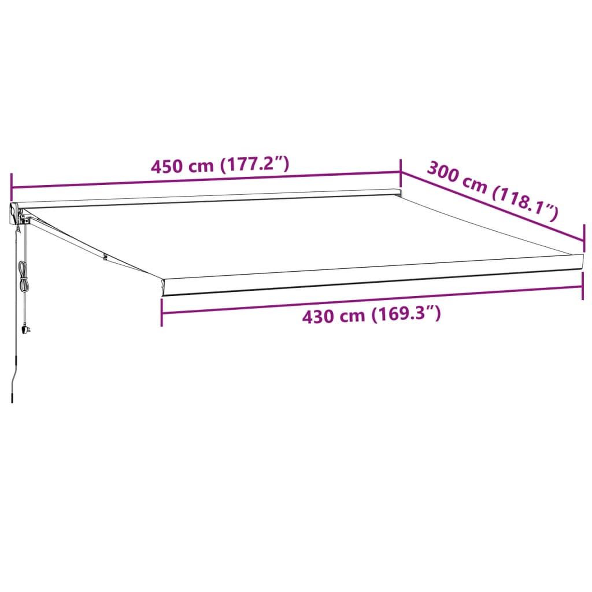 Voir la diapositive 6 : VIDAXL Auvent retractable anthracite et blanc 4,5x3 m tissu/aluminium
