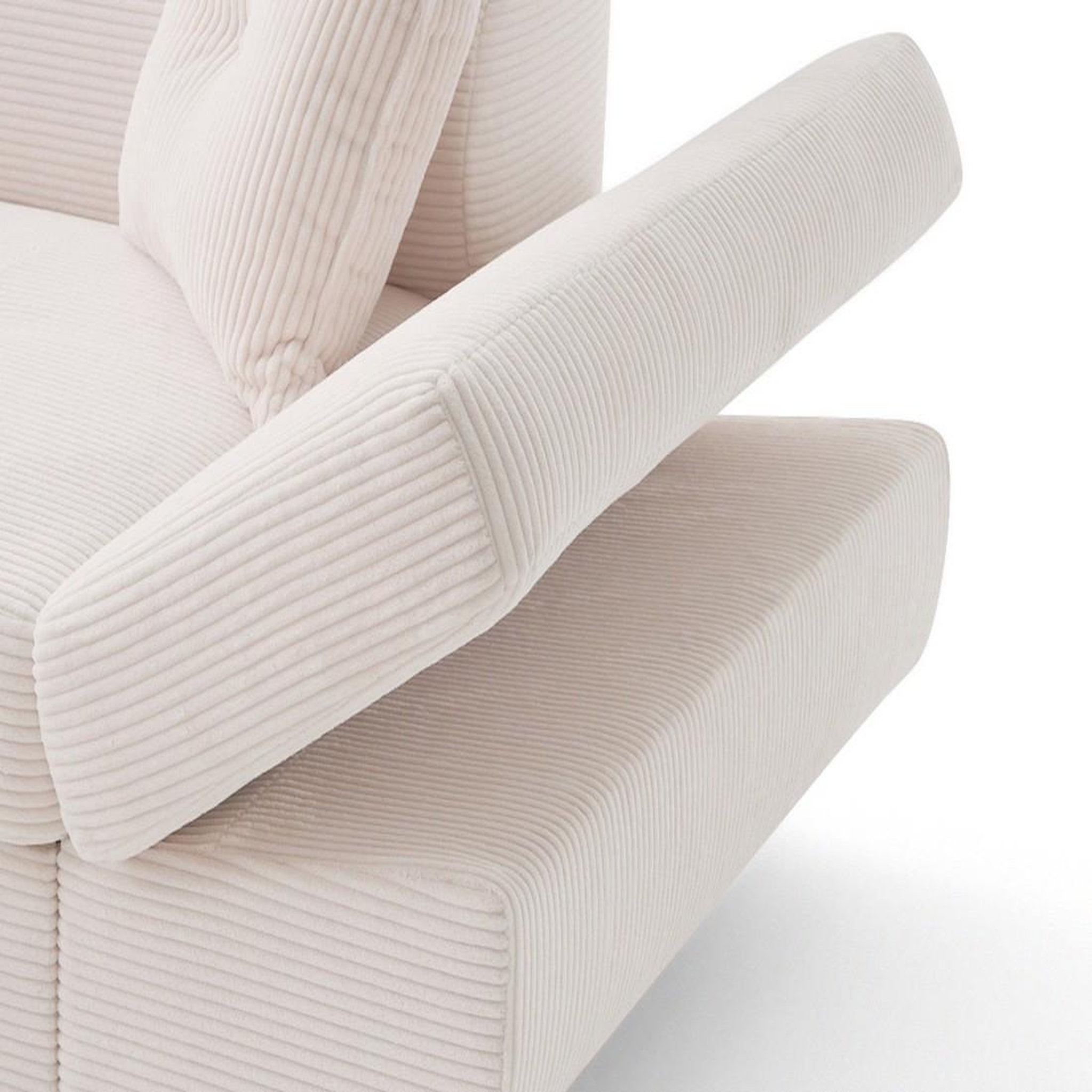 Voir la diapositive 4 : BEST MOBILIER Lisbona - canapé d'angle gauche 5 places convertible avec têtières en velours côtelé