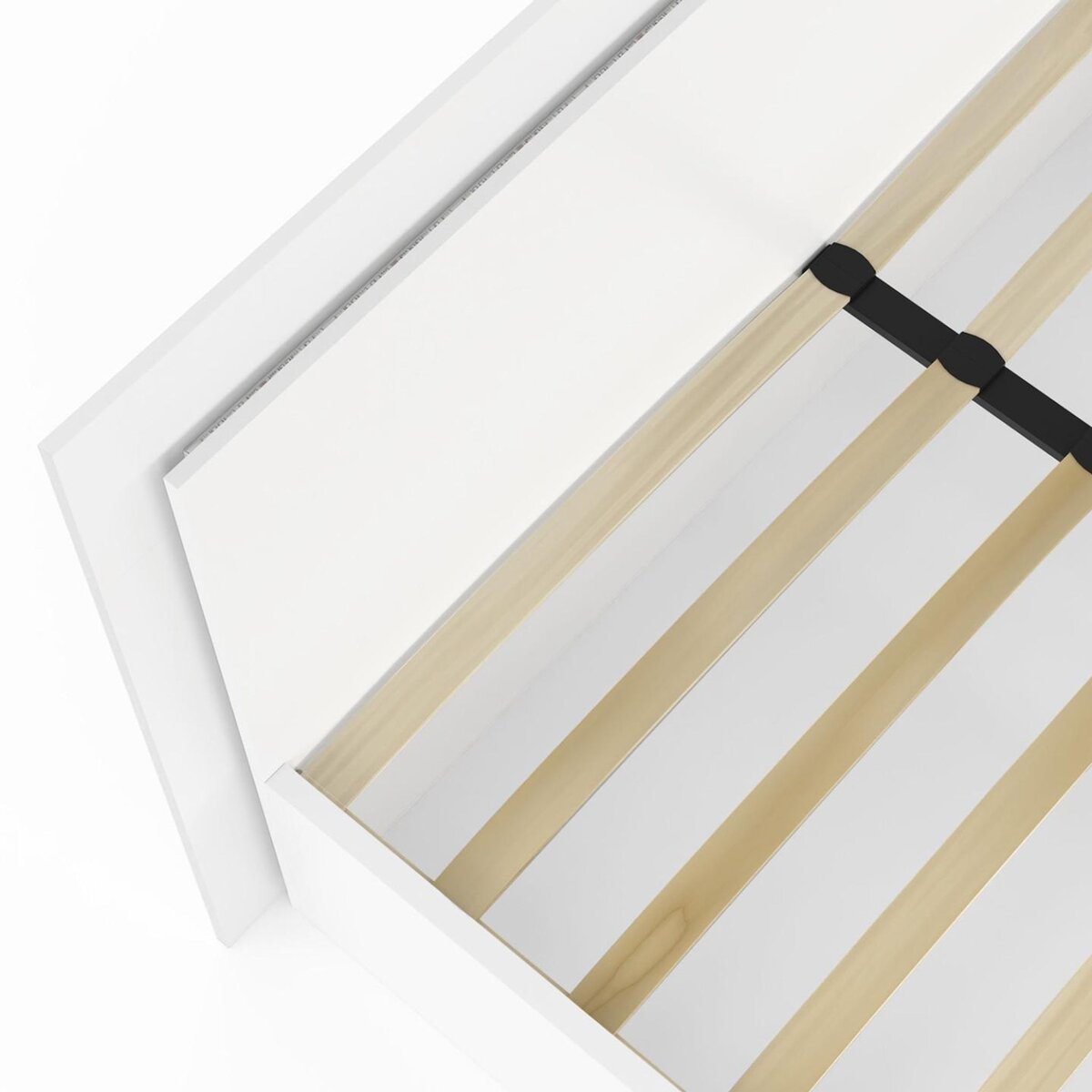 ID MARKET Lit double CHARLIE 140 x 190 cm avec sommier et LED intégrées blanc