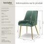 Voir la diapositive 6 : tectake Chaise rembourrée en velours rembourré vert Lot de 2