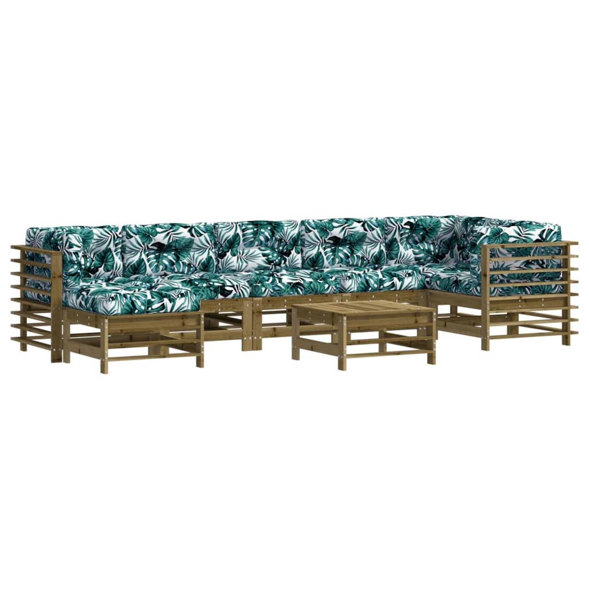 Voir la diapositive 2 : VIDAXL Salon de jardin 8 pcs avec coussins bois de pin impregne