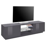 Meuble TV moderne 2 portes 180 cm LUCERA. Coloris disponibles : Gris, Blanc