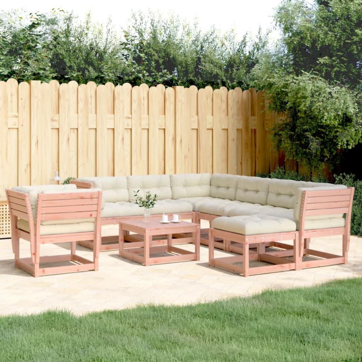 VIDAXL Salon de jardin 8 pcs avec coussins bois massif douglas