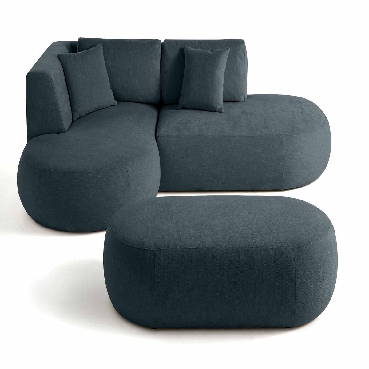 LISA DESIGN Santorini - canapé modulable d'angle gauche + pouf - 4 places - en tissu texturé