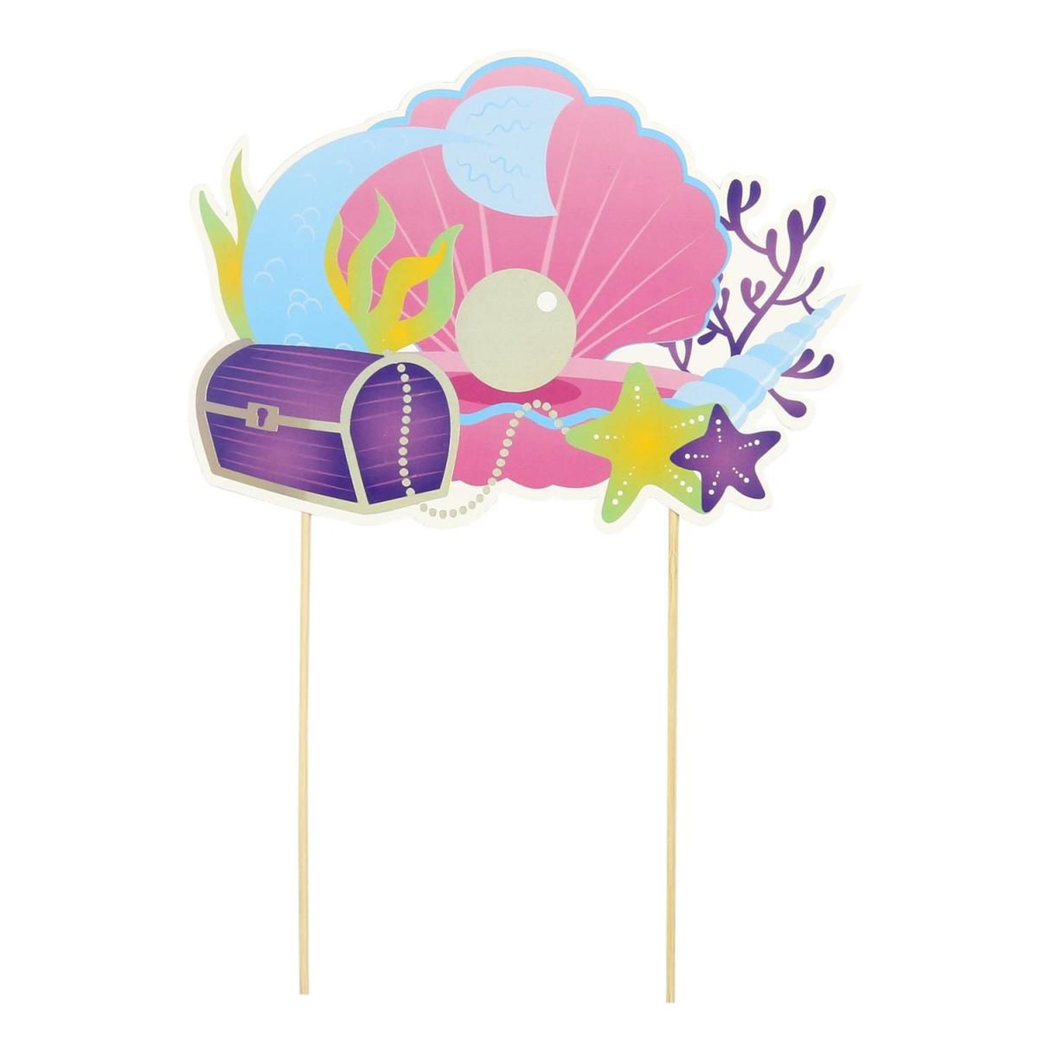 Voir la diapositive 2 : PARTY TIME Lot de 2 Décorations de Gâteaux  Sirène  28cm Multicolore