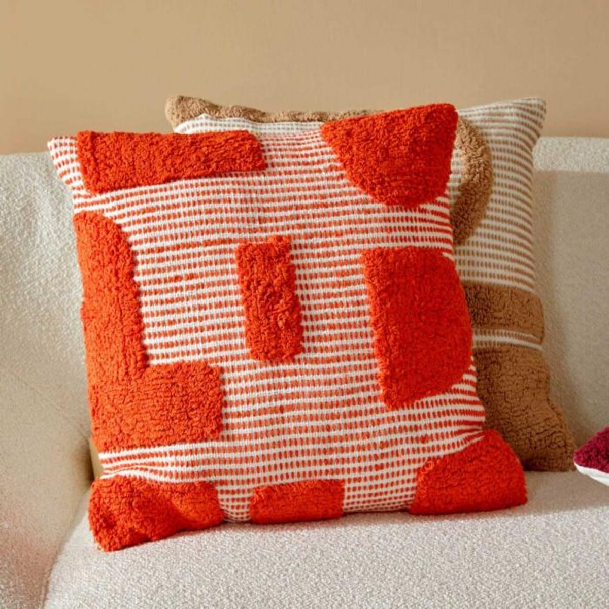ATMOSPHERA Coussin Déco Tufté  Poppy  50x50cm Orange