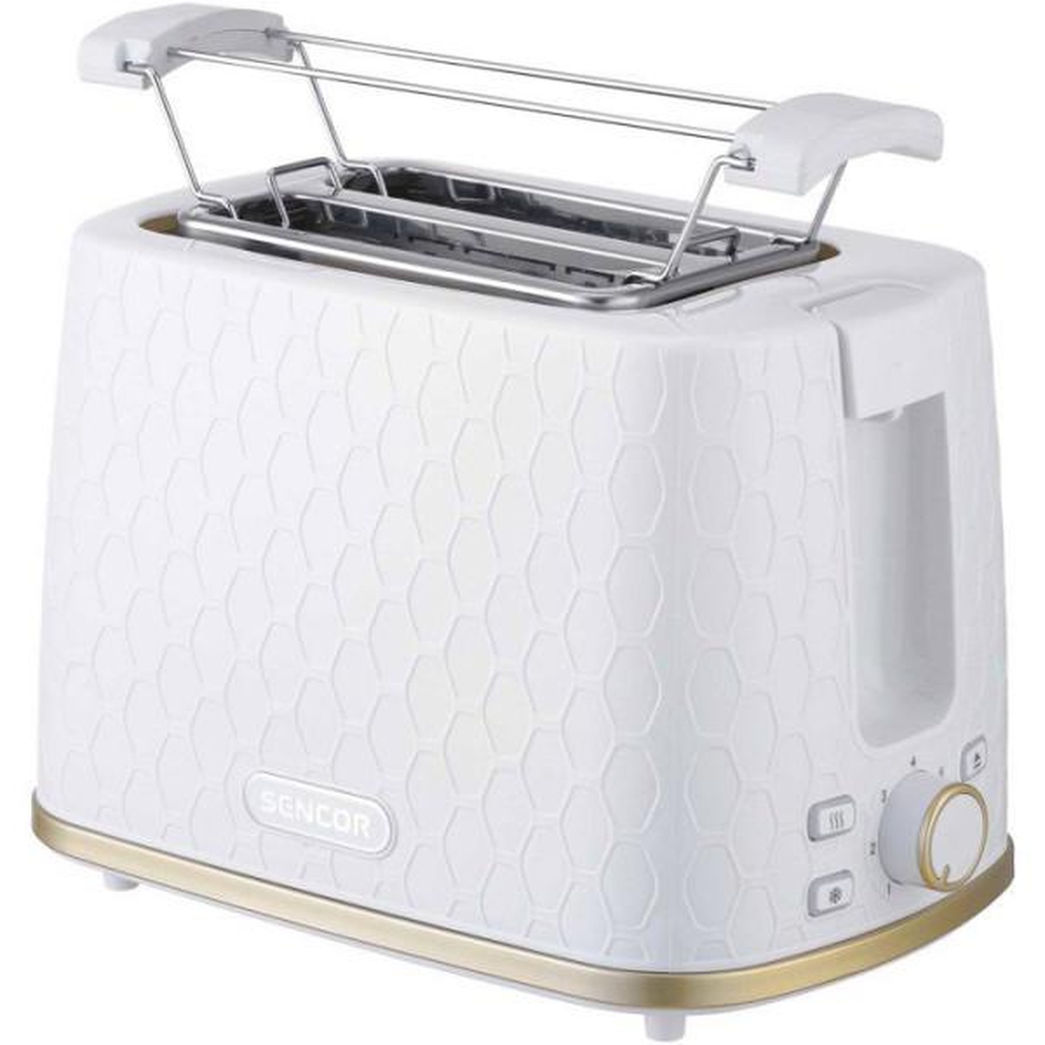 MARKET24 Grille Pain - Toaster Electrique  Sencor STS 7200WH-EUE3 - Décongélation et réchauffe - Centrage automatique - 7 niveaux - 2 fentes - Blanc
