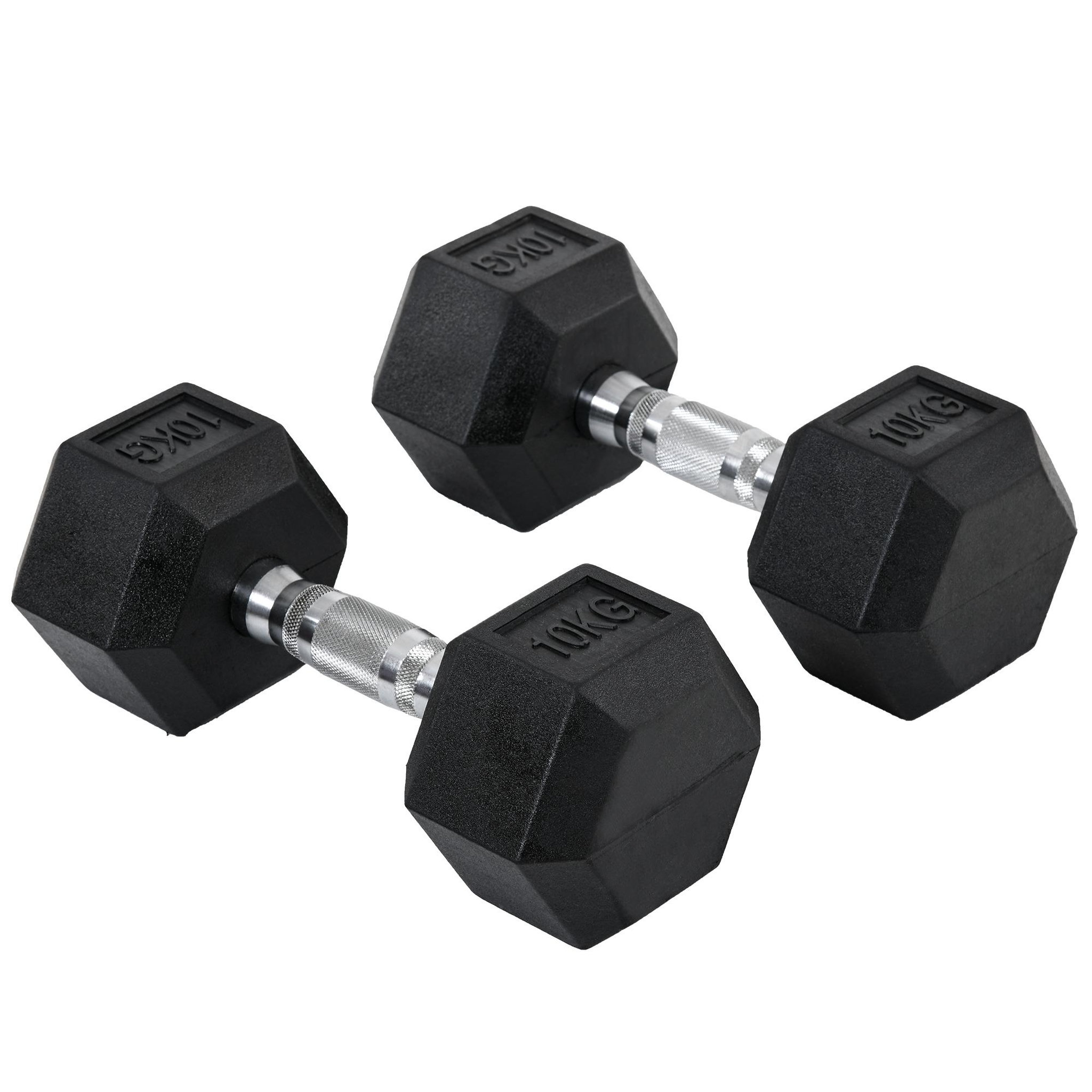HOMCOM Ensemble d'haltères courtes total 20 kg - entraînement musculaire & haltérophilie - acier caoutchouc noir
