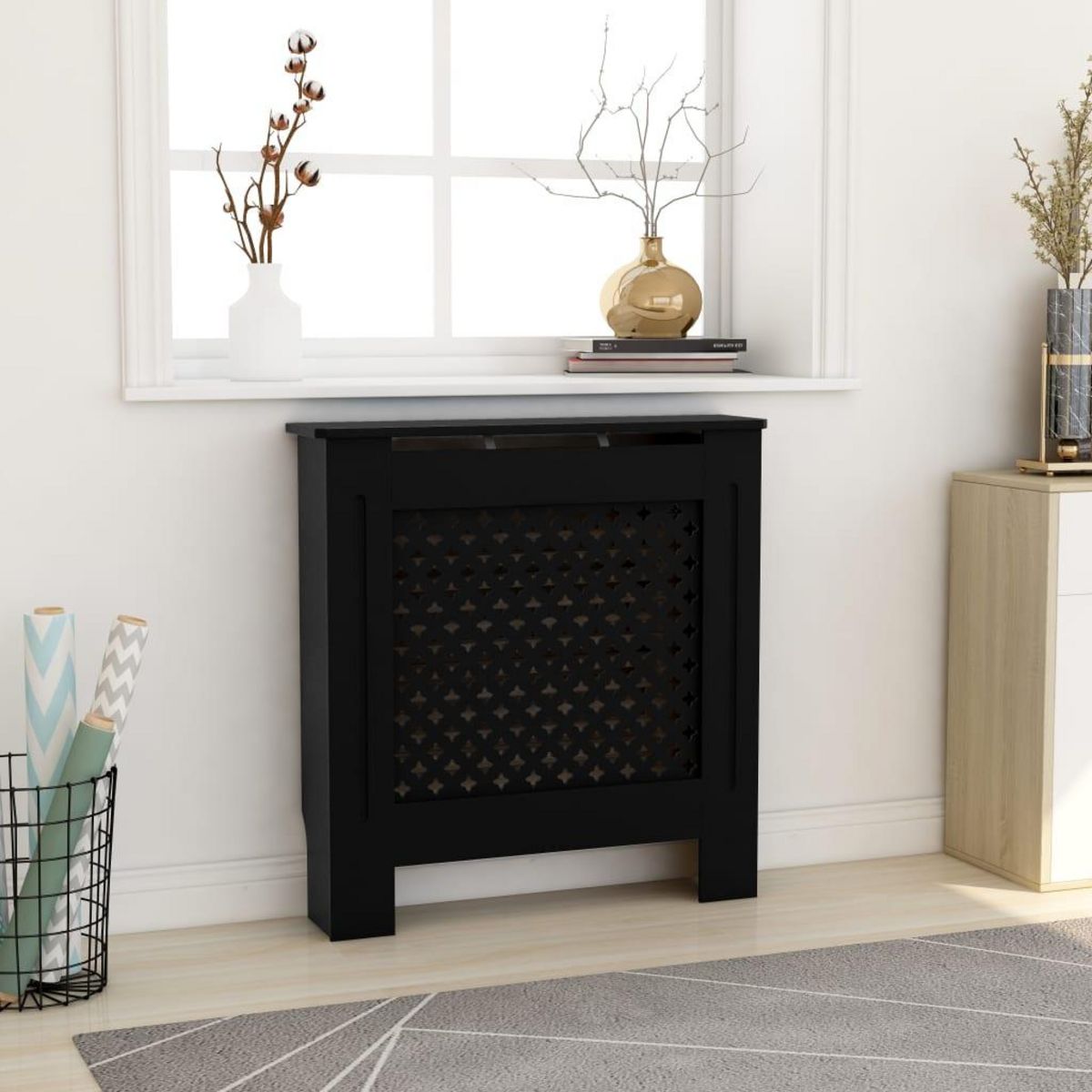 VIDAXL Cache-radiateur MDF Noir 78 cm