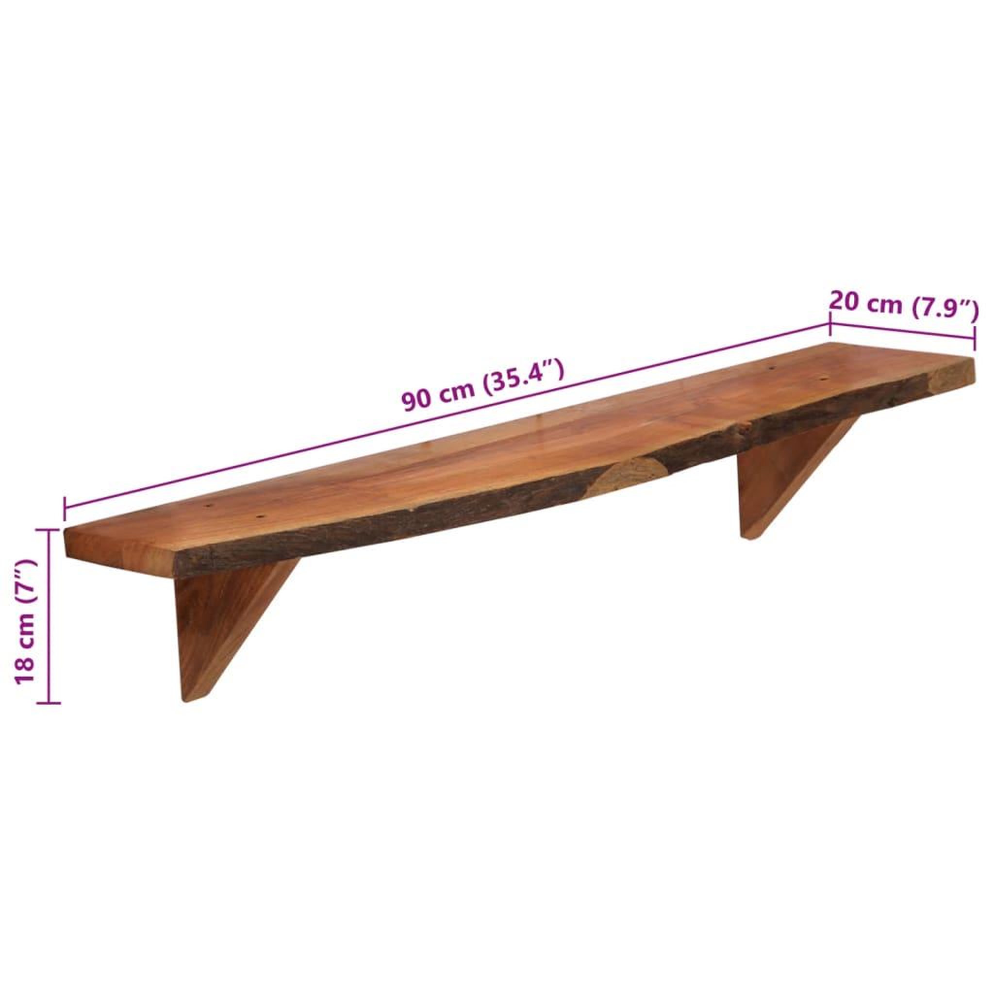 Voir la diapositive 6 : VIDAXL Etageres murales 2 pcs 90x20x18 cm Bois d'acacia massif