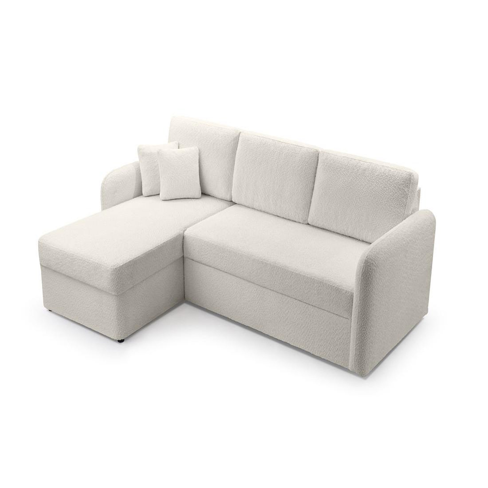 Voir la diapositive 2 : BEST MOBILIER Pocatello - canapé d'angle réversible 4 places - convertible avec coffre - en tissu bouclette