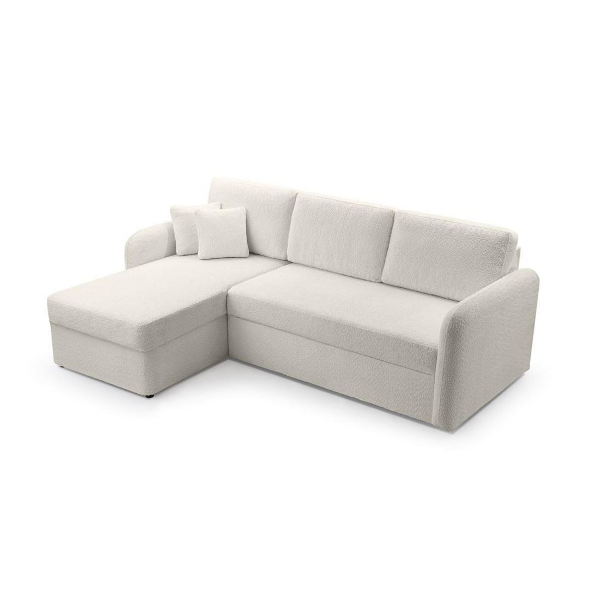 BEST MOBILIER Pocatello - canapé d'angle réversible 4 places - convertible avec coffre - en tissu bouclette