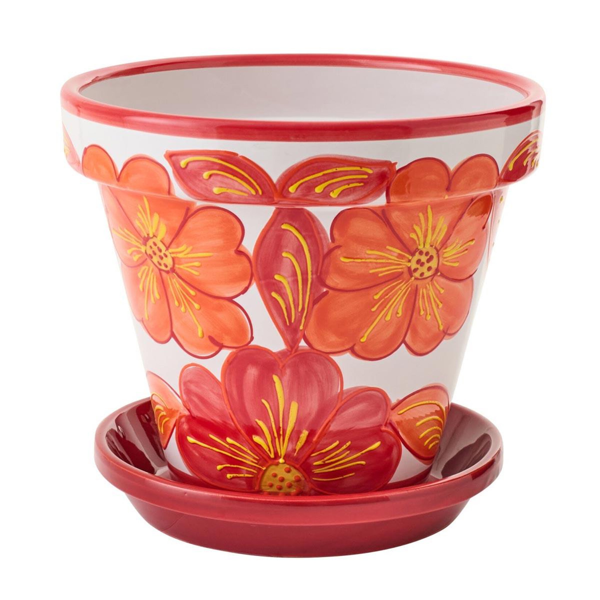 J-LINE Cache-pot avec soucoupe  bennie  35cm orange