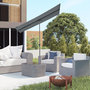 Voir la diapositive 2 : OUTSUNNY Parasol de jardin inclinable toile plate hauteur réglable dim. 180L x 130l x 115-205H cm métal époxy polyester anti-UV gris
