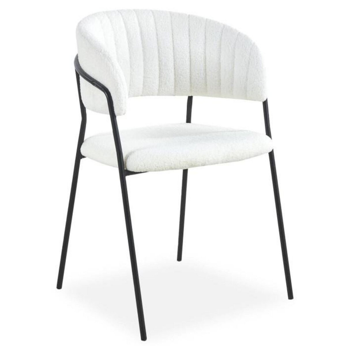 Paris Prix Lot de 4 Chaises en Bouclette  Batora  79cm Crème & Noir