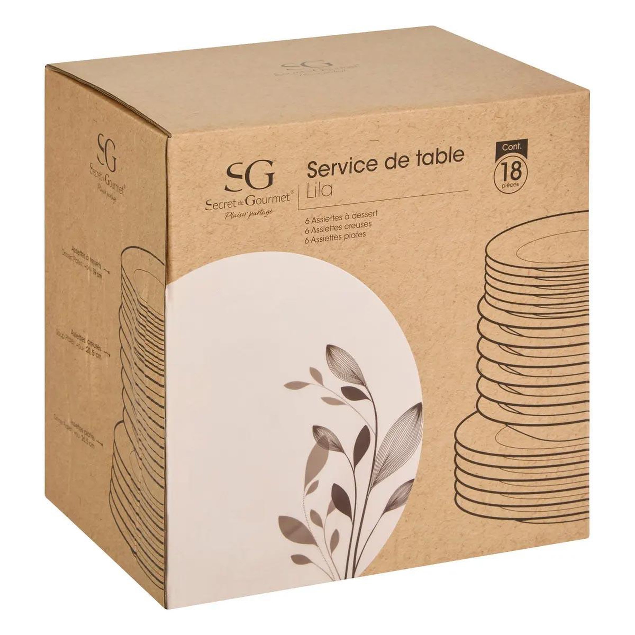 Voir la diapositive 3 : SECRET DE GOURMET Service de table 18 pièces  lila  26cm blanc & noir