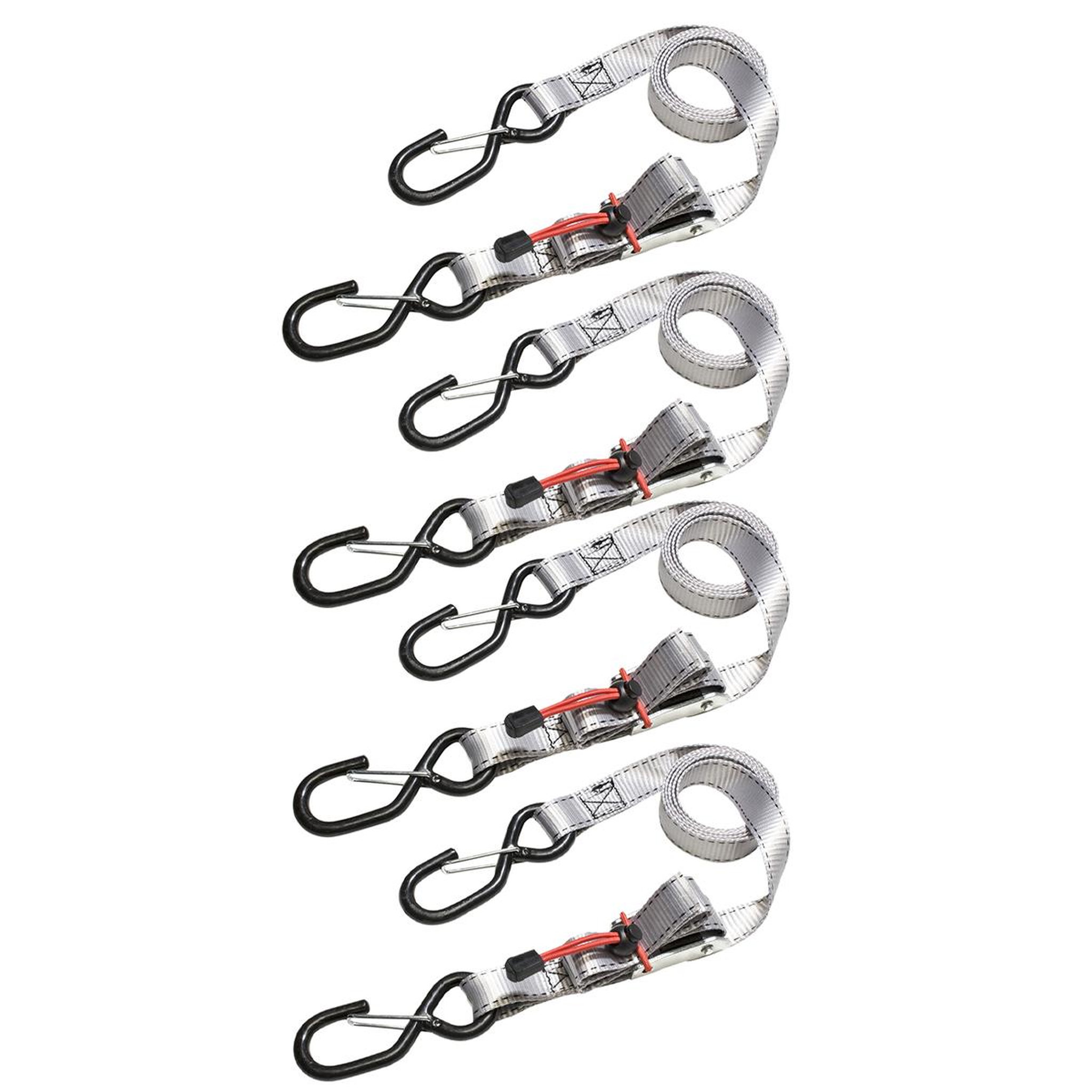 Master lock 3062eurdat sangle d'arrimage avec crochets et boucle, gris, 1,80m x 25mm sangle, pack de 4