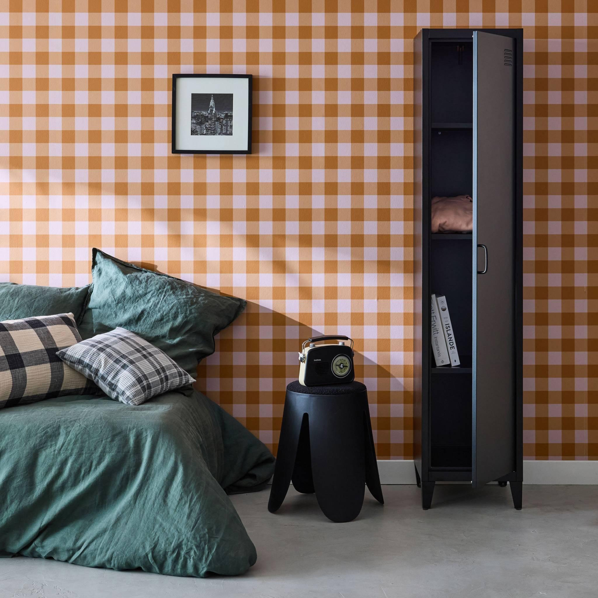 Voir la diapositive 3 : SWEEEK Armoire chambre industrielle métal, 4 espaces de rangement