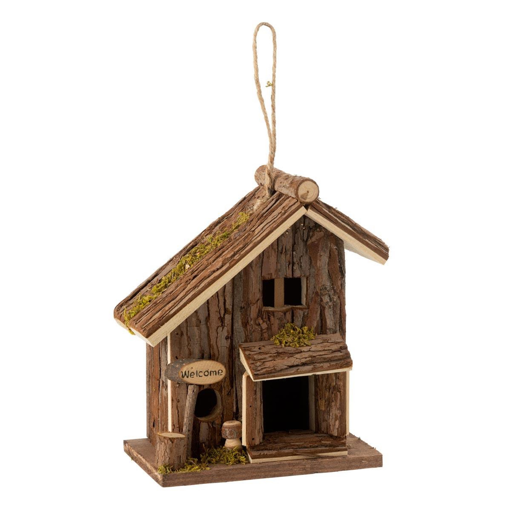 J-LINE Nichoir Déco en Bois  Demi Toit  20cm Marron