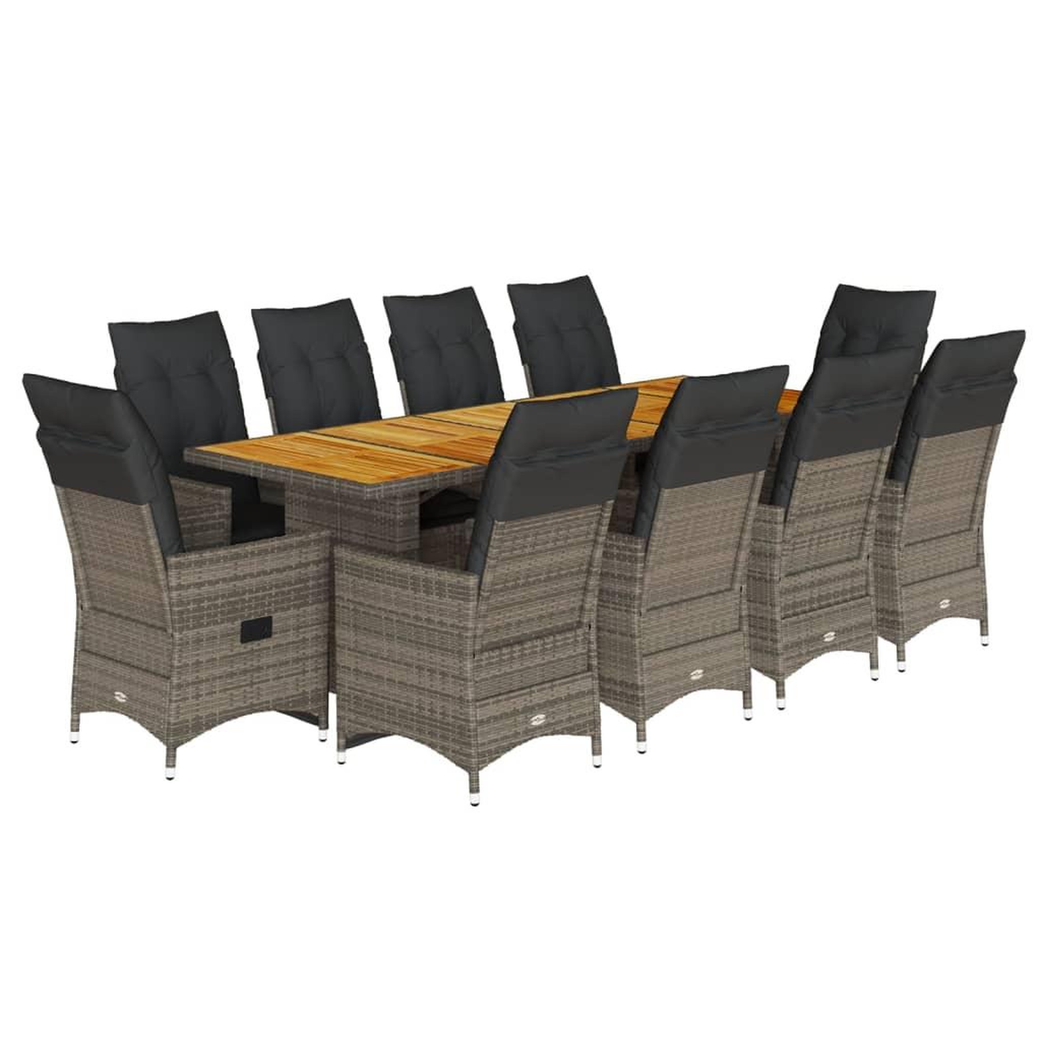 Voir la diapositive 2 : VIDAXL Ensemble de bistro de jardin 11 pcs coussins gris poly rotin