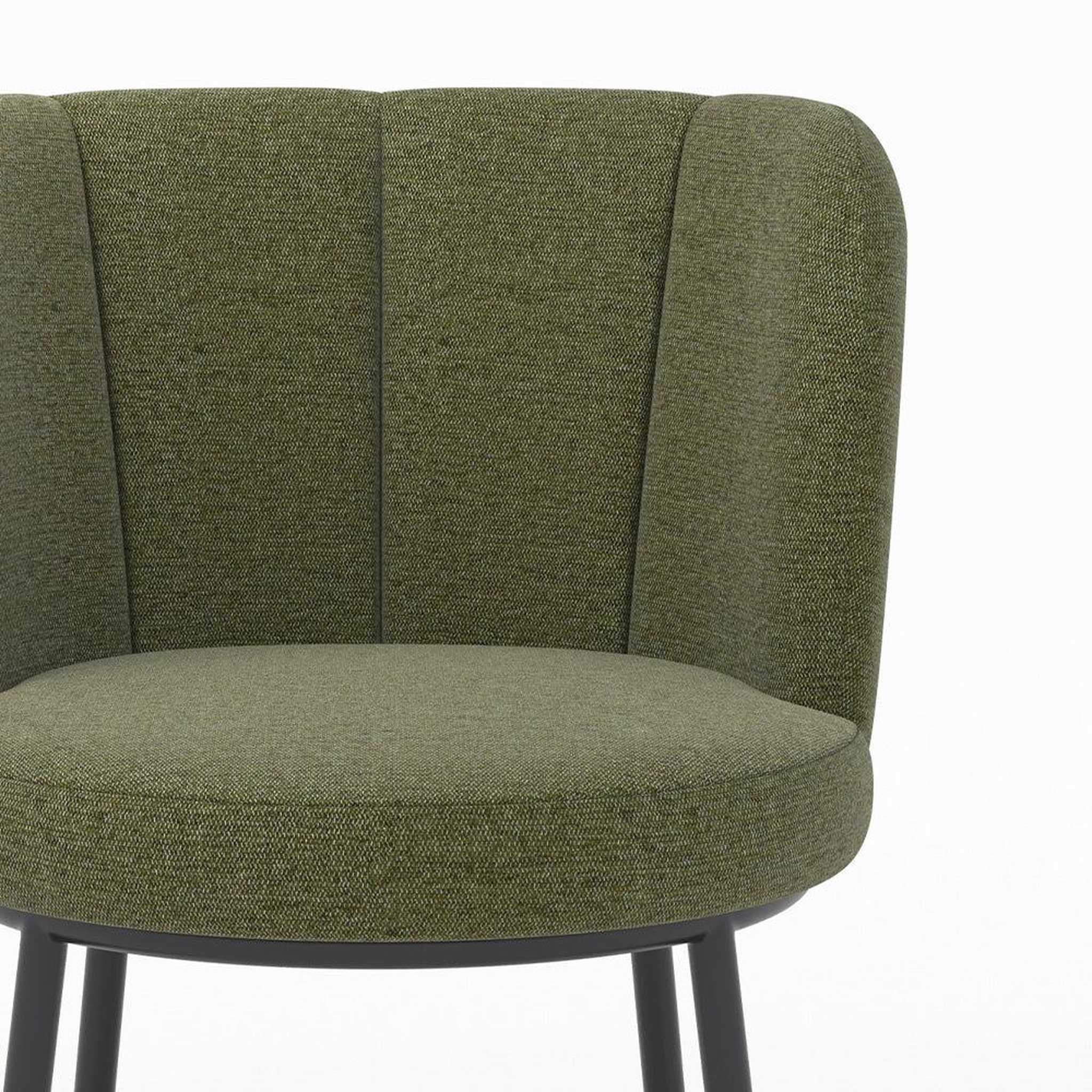 Voir la diapositive 6 : MAISON PAVANE Chaise en tissu vert chiné et pieds noirs-aby