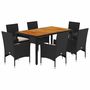Voir la diapositive 2 : VIDAXL Ensemble a manger de jardin et coussins 7pcs noir rotin acacia
