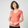 Voir la diapositive 1 : INEXTENSO T-shirt manches courtes col v à dentelles rose femme