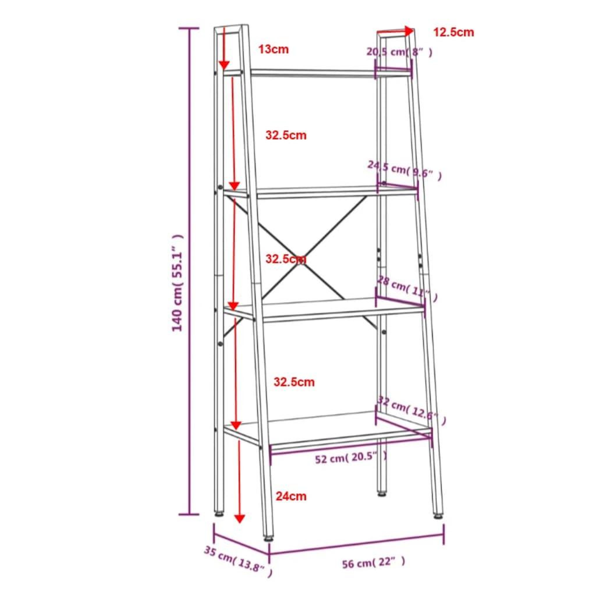Voir la diapositive 6 : VIDAXL Etagere sur pied 4 niveaux Marron fonce et noir 56x35x140 cm