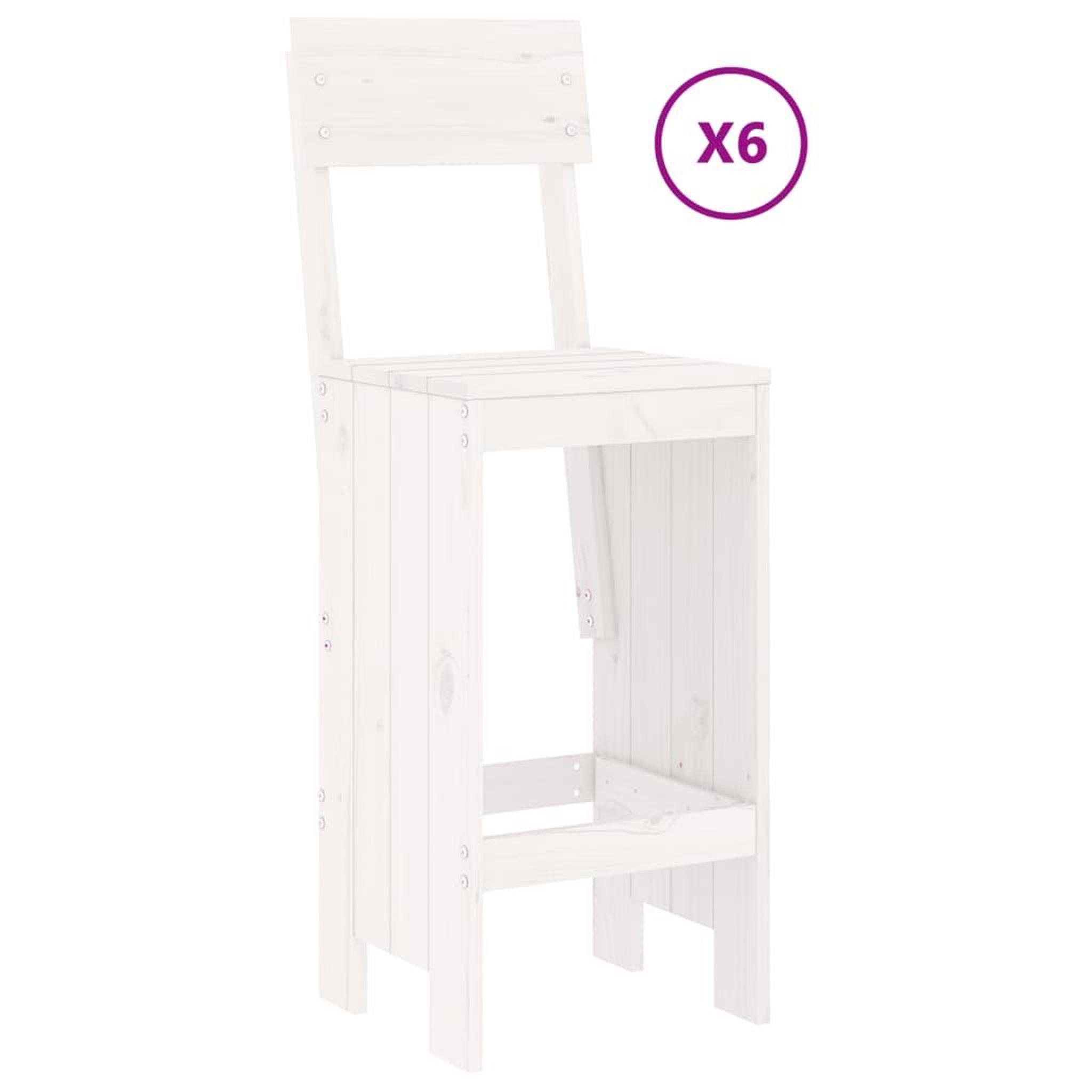 Voir la diapositive 3 : VIDAXL Ensemble de bar de jardin 7 pcs blanc bois de pin massif