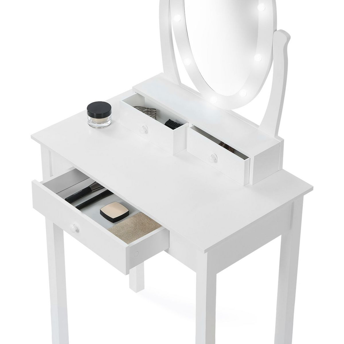 Coiffeuse LED 3 tiroirs + miroir  avec tabouret LUSH