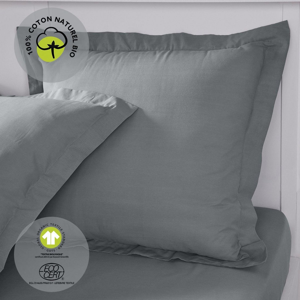 Today Taie d'oreiller carrée à volant plat - 100% coton BIO